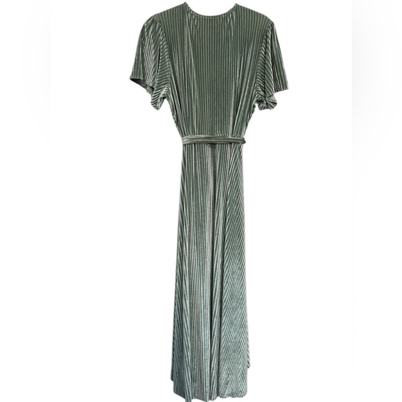 Baltic Born Women’s Sage Velvet Ribbed Wrap Maxi Wrap Dress Size Large - Picture 2 of 7